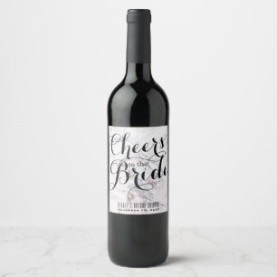 Toets van roze witte & grijze marmer swirl chic wi wijn etiket