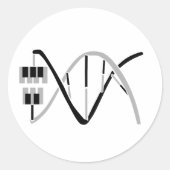 Toetsen aan het DNA van het Muziek-genieDNA Ronde Sticker (Voorkant)