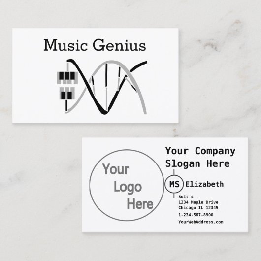 Toetsen aan het DNA van het Muziek-genieDNA Visitekaartje (Voorkant / Achterkant)