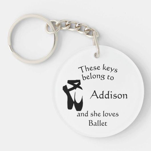 Toetsen Aangepaste naam loslaat ballet Sleutelhanger (Voorkant)