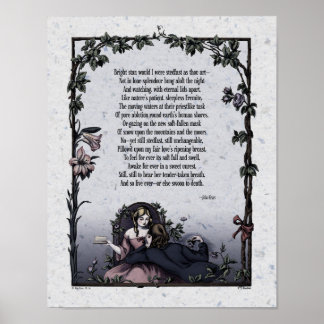 Toetsen "Bright Star" Victoriaans poëzie art 11x14 Poster