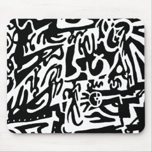 "Toetsen", digitaal, abstract, zwart-wit Muismat