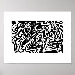 "Toetsen", digitaal, abstract, zwart-wit Poster