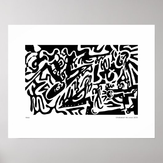"Toetsen", digitaal, abstract, zwart-wit Poster (Voorkant)