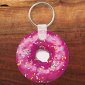 Toetsen - Heldere roze dubbelnoot met springen Sleutelhanger (Voorkant)