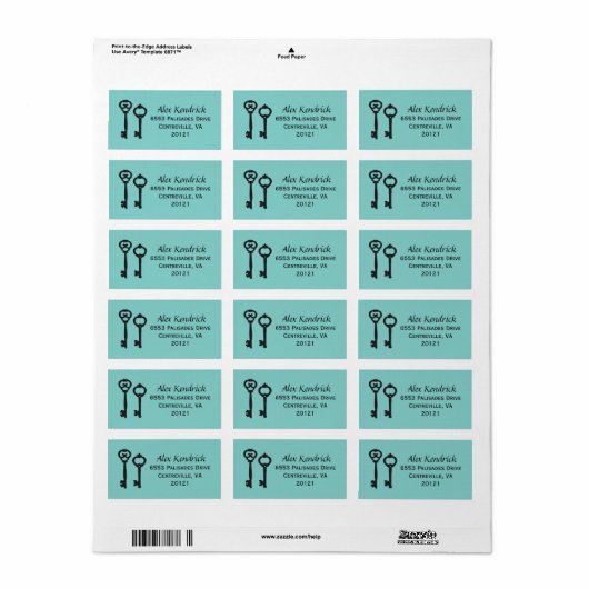  toetsen labels - blauw (Full Sheet)