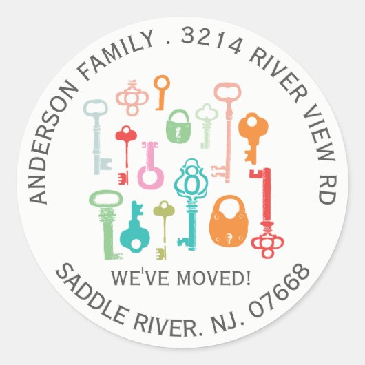  toetsen | Nieuw huisadreslabel Sticker (Voorkant)