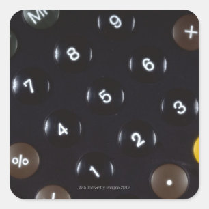 Toetsen op een rekenmachine vierkante sticker