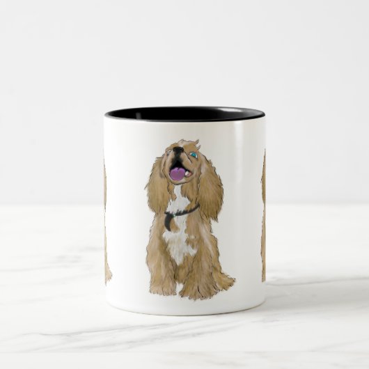 Toetsen voor de Miniature Cocker Spaniel Tweekleurige Koffiemok (Center)