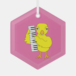 Toetsenbord Chick Tekst Glas Ornament