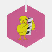 Toetsenbord Chick Tekst Glas Ornament (Achterkant)