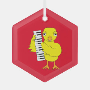Toetsenbord Chick Tekst Glas Ornament