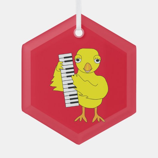Toetsenbord Chick Tekst Glas Ornament (Voorkant)