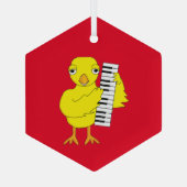 Toetsenbord Chick Tekst Glas Ornament (Achterkant)