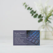Toetsenbord Computerprogrammeur QR-code blauw  Visitekaartje (Staand voorkant)