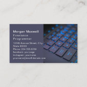 Toetsenbord Computerprogrammeur QR-code blauw  Visitekaartje (Voorkant)