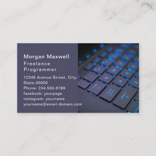 Toetsenbord Computerprogrammeur QR-code blauw Visitekaartje (Voorkant)