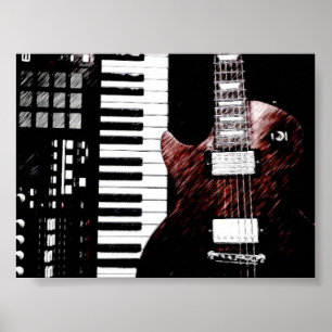 Toetsenbord en gitaar Poster