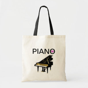 Toetsenbord en noten van een vleugel tote bag