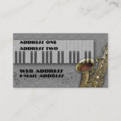 Toetsenbord en saxofon - Muziek Visitekaartje (Achterkant)