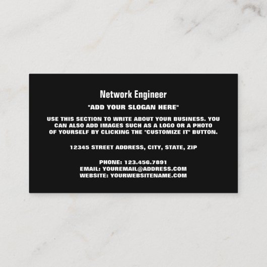 Toetsenbord, informatietechnologie, computer visitekaartje (Achterkant)