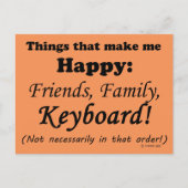 Toetsenbord maakt me gelukkig briefkaart (Voorkant)