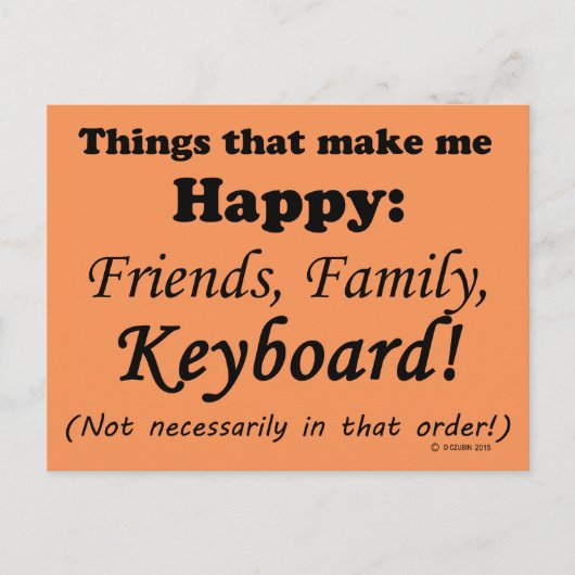 Toetsenbord maakt me gelukkig briefkaart (Voorkant)
