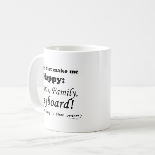 Toetsenbord maakt me gelukkig koffiemok (Voorkant links)