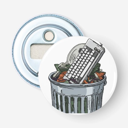 Toetsenbord op afvalbak button flesopener (Voorkant)