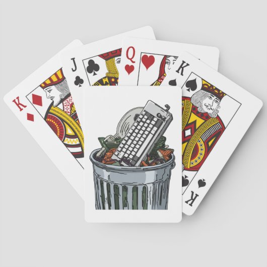 Toetsenbord op afvalbak pokerkaarten (Achterkant)