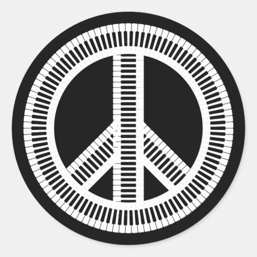 Toetsenbord piano, geïsoleerd, creatief vredesbord ronde sticker (Voorkant)