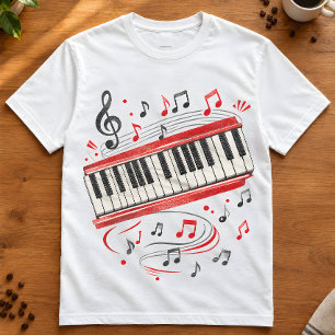Toetsenbord Piano Kunst "Toetsenbord Noten" Musici T-shirt