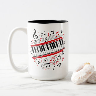 Toetsenbord Piano Kunst "Toetsenbord Noten" Muzika Tweekleurige Koffiemok