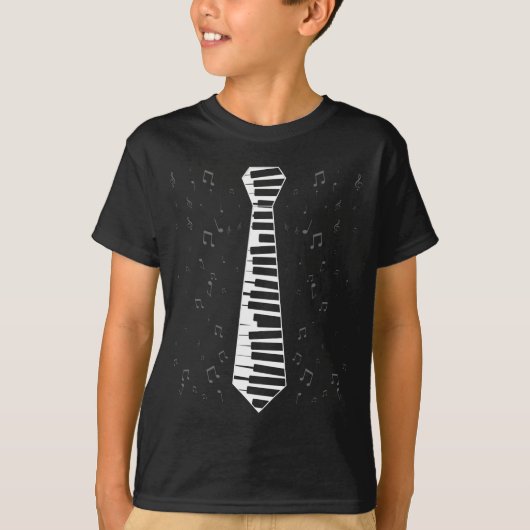 Toetsenbord Piano-Stropdas Musical Notes Pianist T-shirt (Voorkant)