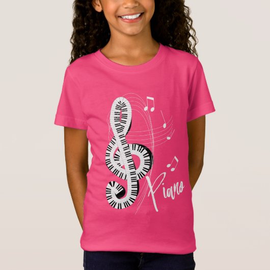 Toetsenbord Treble Clef Fun Muzieknoten Piano Grap T-shirt (Voorkant)