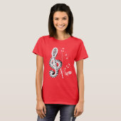 Toetsenbord Treble Clef Fun Muzieknoten Piano Grap T-shirt (Voorkant volledig)