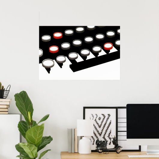  toetsenbord voor oude, gefaseerde schrijfmachine  poster (Thuiskantoor)