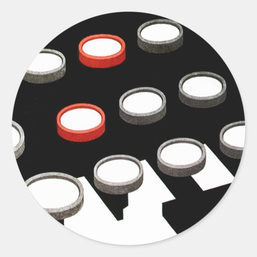  toetsenbord voor oude, gefaseerde schrijfmachine  ronde sticker (Voorkant)