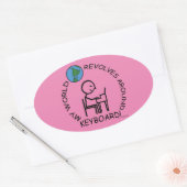 Toetsenbord - Wereld revolt rond ovaal sticker (Envelop)