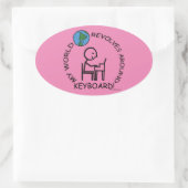 Toetsenbord - Wereld revolt rond ovaal sticker (Tas)