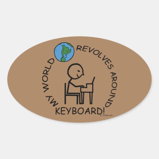 Toetsenbord - Wereld revolt rond ovaal sticker (Voorkant)