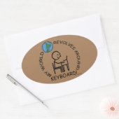 Toetsenbord - Wereld revolt rond ovaal sticker (Envelop)
