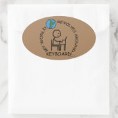 Toetsenbord - Wereld revolt rond ovaal sticker (Tas)