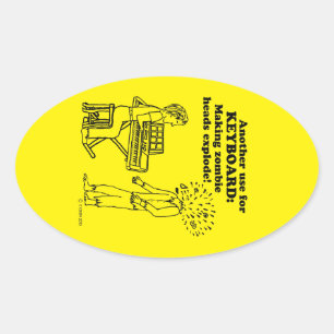 Toetsenbord Zombie Explode Oval Sticker
