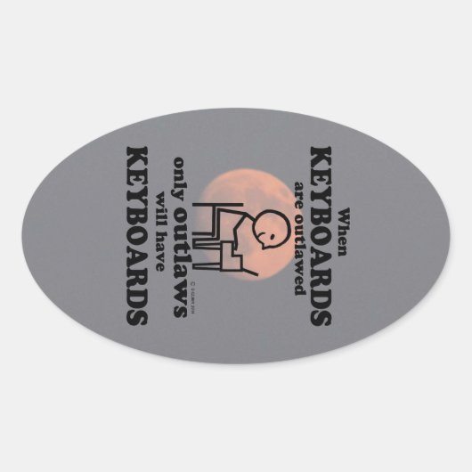 Toetsenborden Verboden Ovale Sticker (Voorkant)