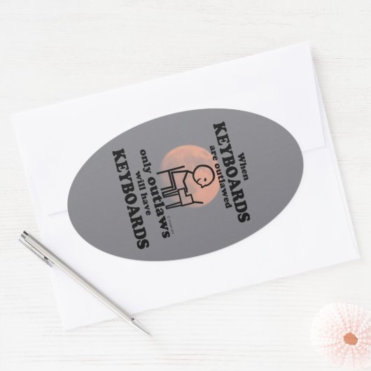 Toetsenborden Verboden Ovale Sticker (Envelop)