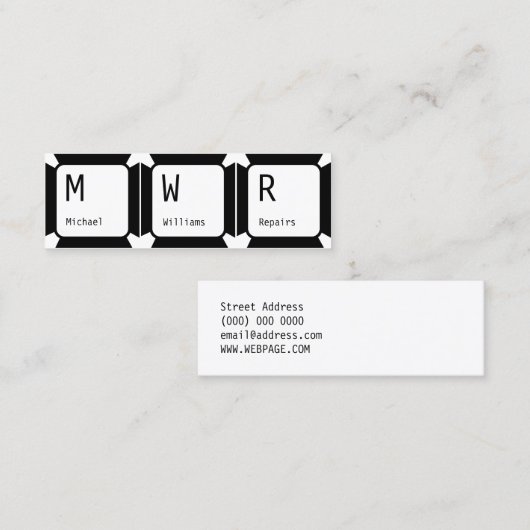 Toetsenbordknoppen Mini Visitekaartje (Voorkant / Achterkant)