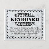 Toetsenbordlicentie Briefkaart (Voorkant)