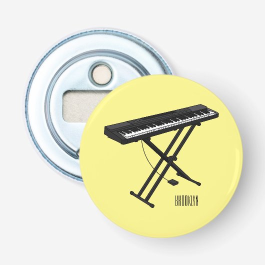 Toetsenbordpianorafbeelding cartoon button flesopener (Voorkant)