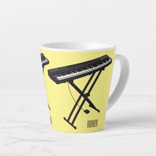 Toetsenbordpianorafbeelding cartoon latte mok (Rechterhoek)